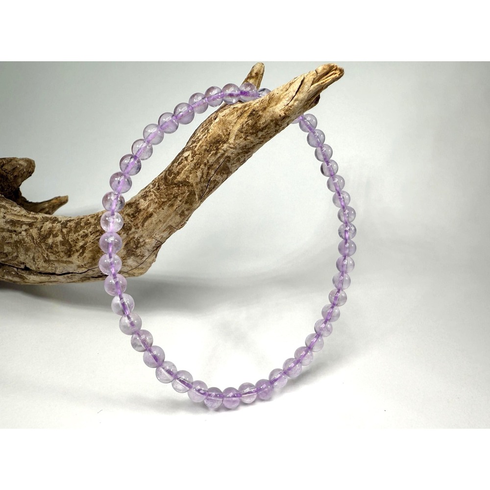Lavender Amethyst Beaded Bracelet: 4mm Gemstone Stretch Jewelry